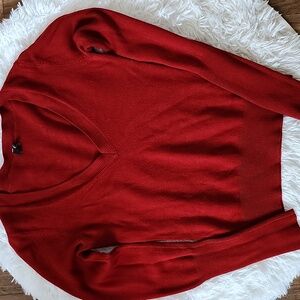 Takeout Deep Red V-Neck Sweater